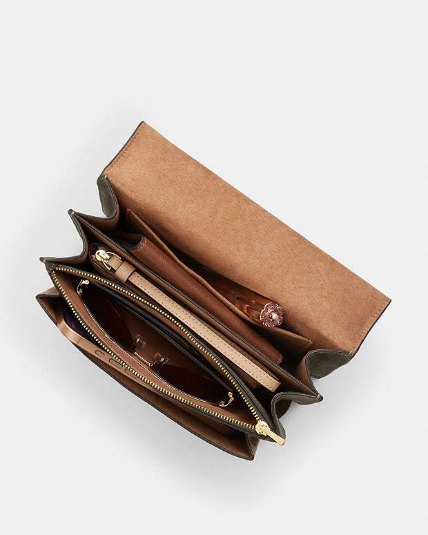 Klare Crossbody Bag In Signature Canvas Suede-Im-Army Green-Tan Suede-Im-Army Green-Tan