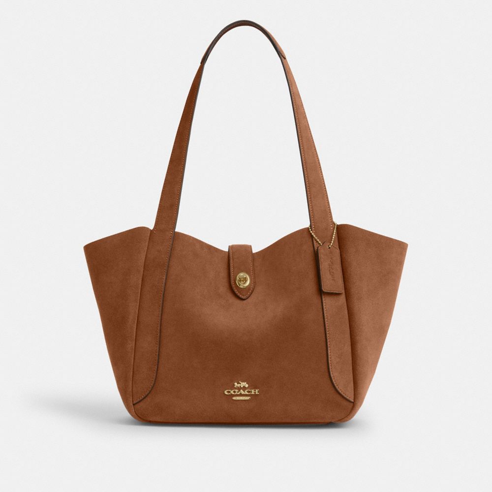 Coach Hadley Turnlock Tote Bag Gold Sienna