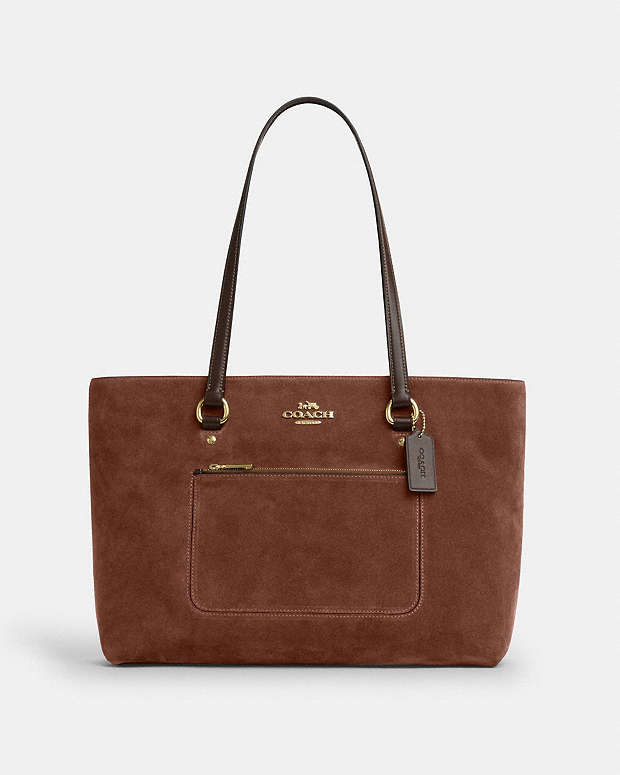 Coach Station Tote Bag Suede-Im-Vintage Brown Suede-Im-Vintage Brown