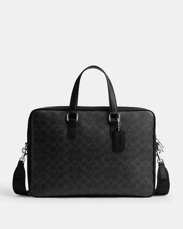 Caden Brief Bag In Signature Canvas Black Signature Black Signature