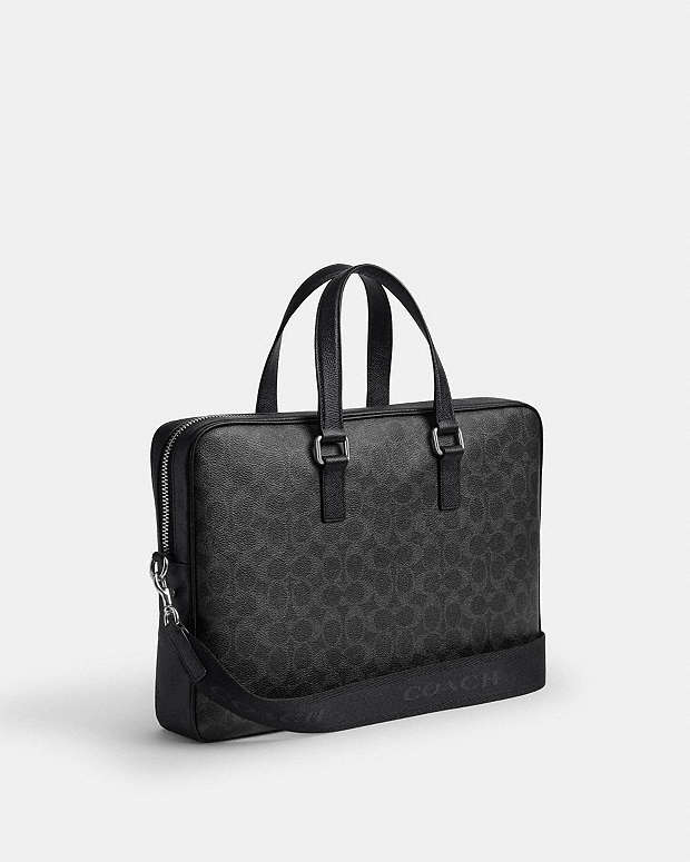 Caden Brief Bag In Signature Canvas Black Signature Black Signature