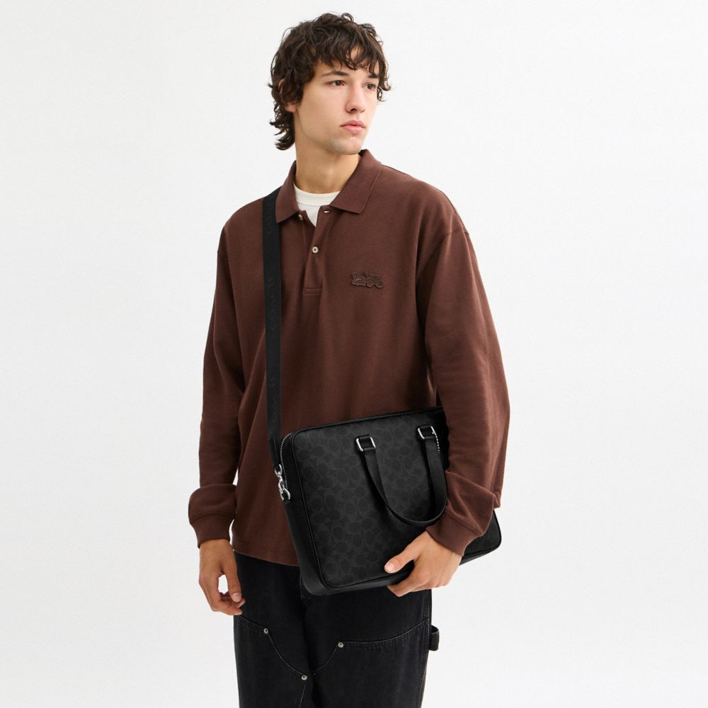 Coach Caden Brief Bag In Signature Canvas Black Signature