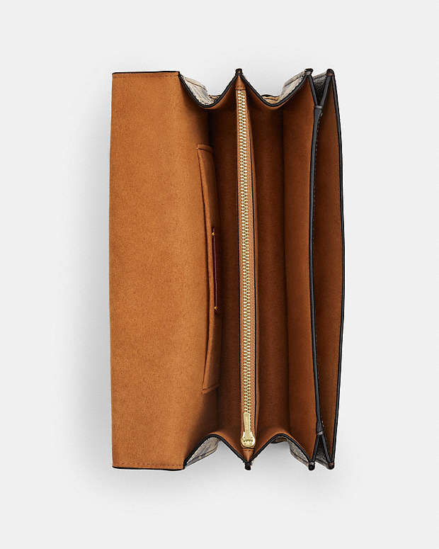 Klare Envelope Crossbody Bag In Signature Canvas With Leopard Print Pebbled Leather-Im-Leopard-Walnut Multi Pebbled Leather-Im-Leopard-Walnut Multi