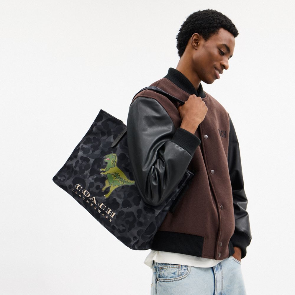 Coach Tote With Camo Print And Rexy Charcoal Multi