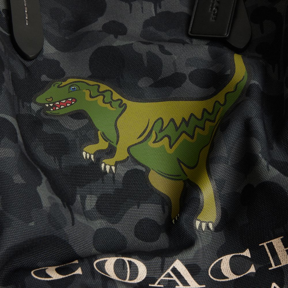 Coach Tote With Camo Print And Rexy Charcoal Multi