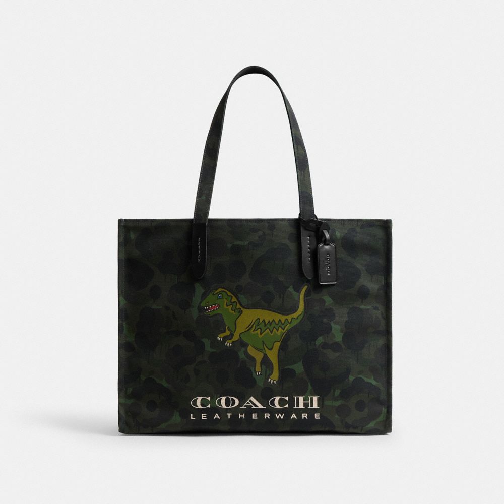 Coach Tote With Camo Print And Rexy Army Green Multi