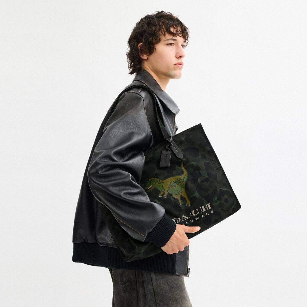 Coach Tote With Camo Print And Rexy Army Green Multi