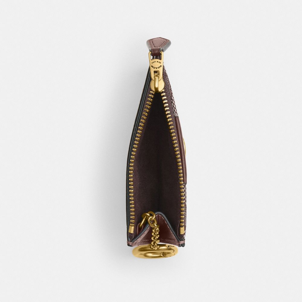 Coach Essential Mini Id Card Case In Signature Jacquard Brass Oak Maple