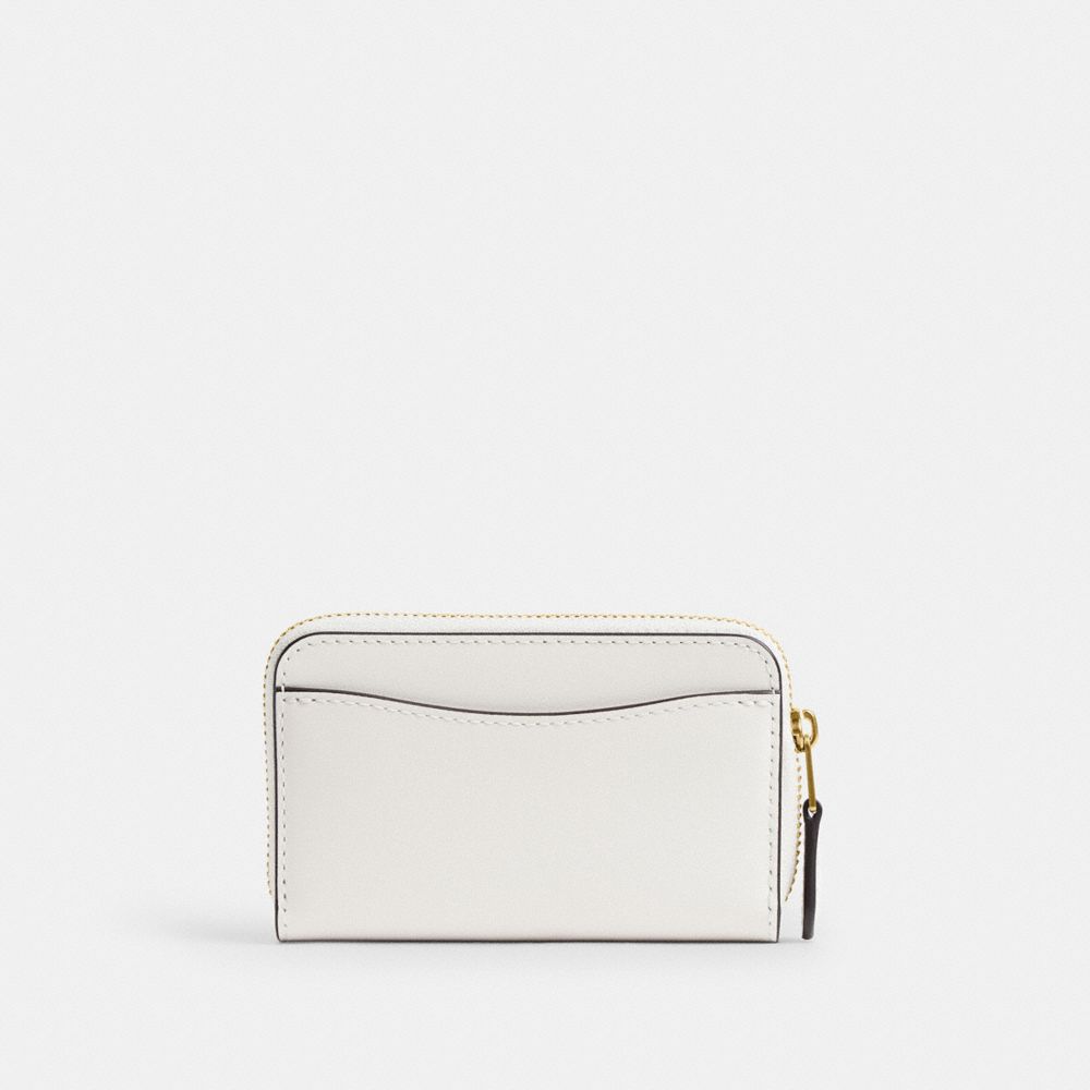 Coach Essential Small Zip Around Card Case With Sticker Print Brass Chalk Multi