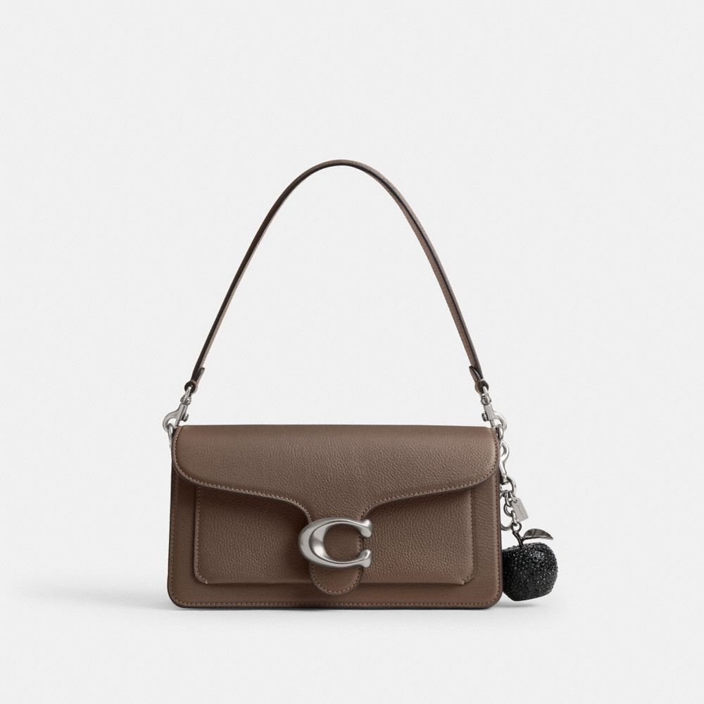 Coach Crystal Apple Bag Charm Silver Black