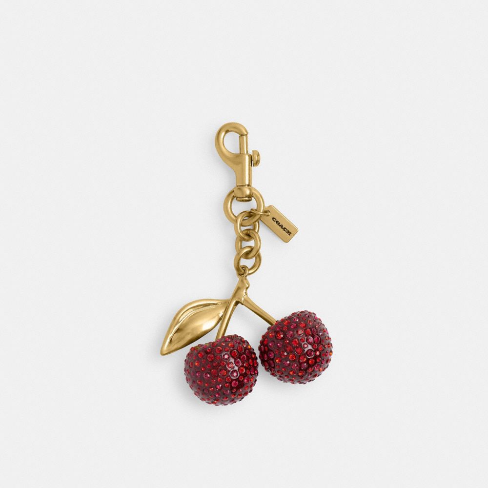 Coach Crystal Cherry Bag Charm Brass Red
