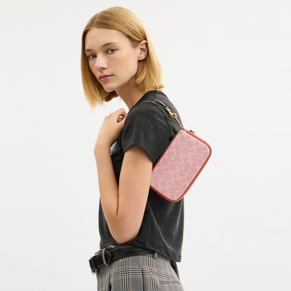 Coach Plaza Bag 18 In Signature Canvas Brass Melon Pink