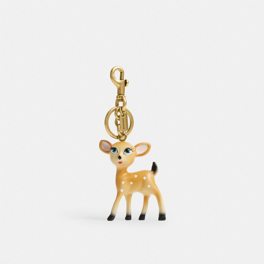 Coach Deer Bag Charm Brass Tan