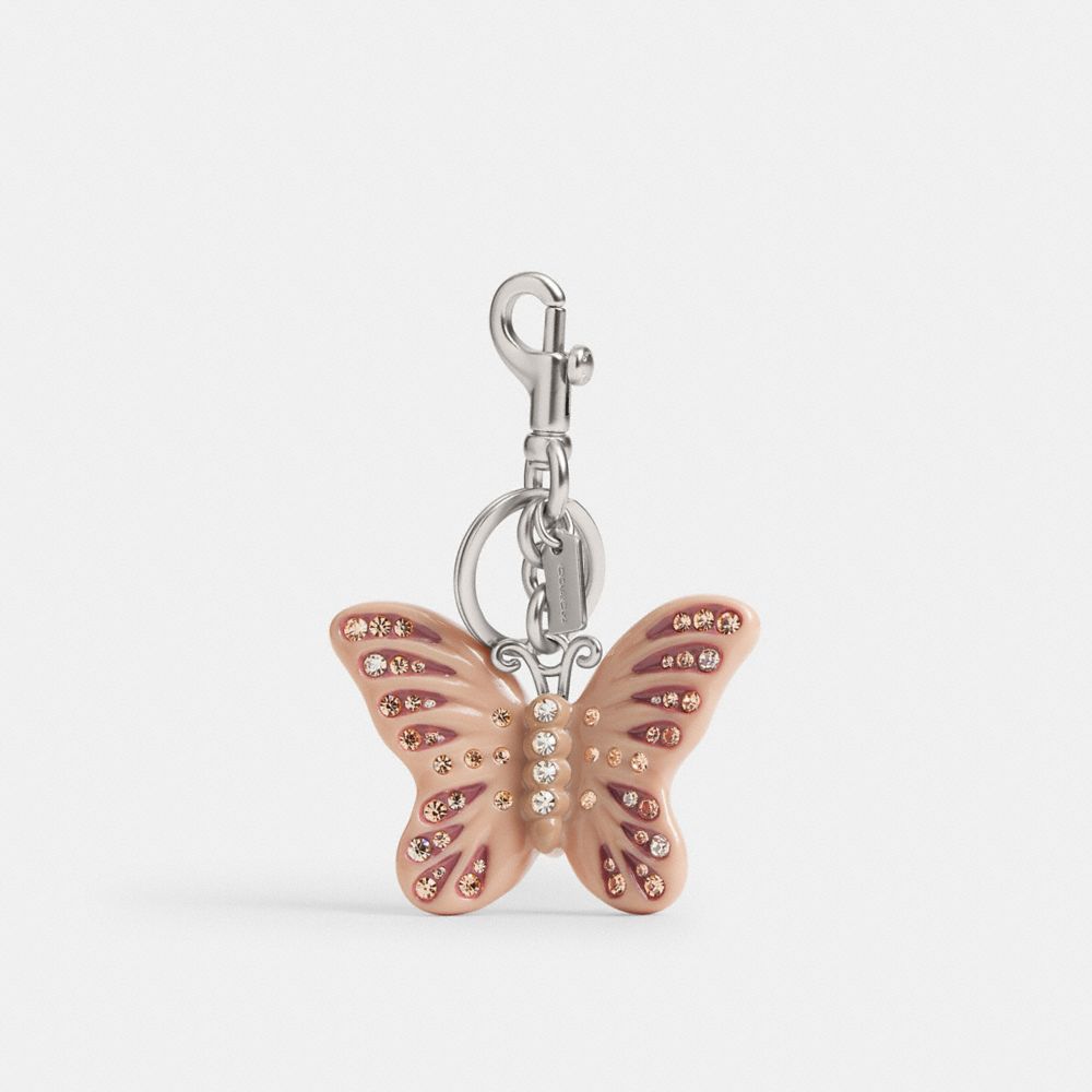 Coach Butterfly Bag Charm Silver Cream