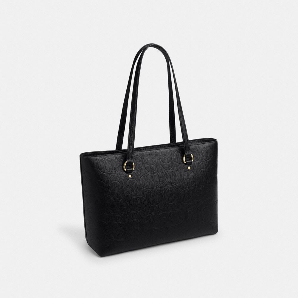 Coach Station Tote Bag In Signature Leather Gold Black