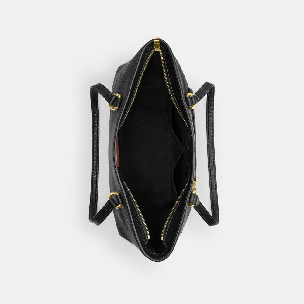 Coach Station Tote Bag In Signature Leather Gold Black