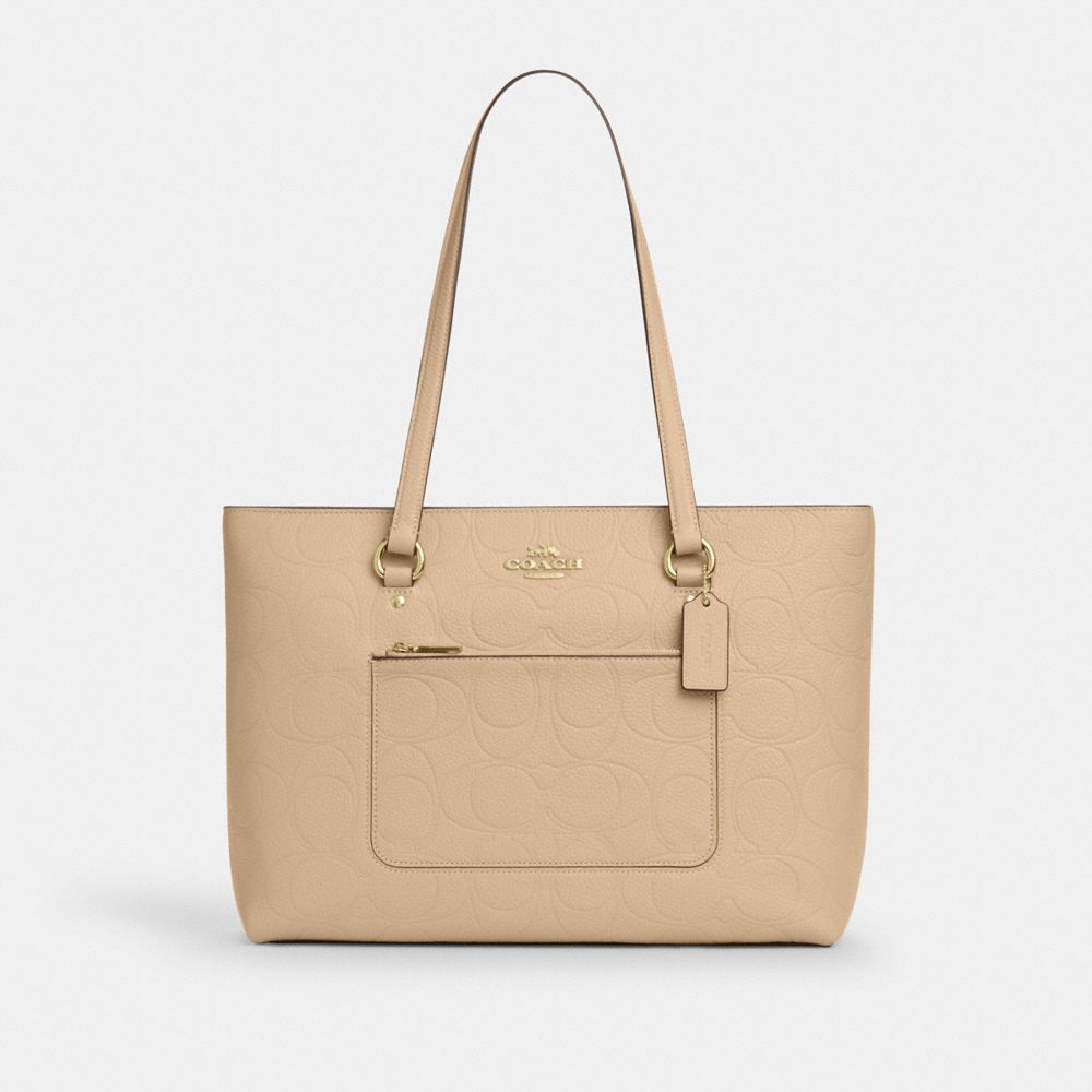 Coach Station Tote Bag In Signature Leather Gold