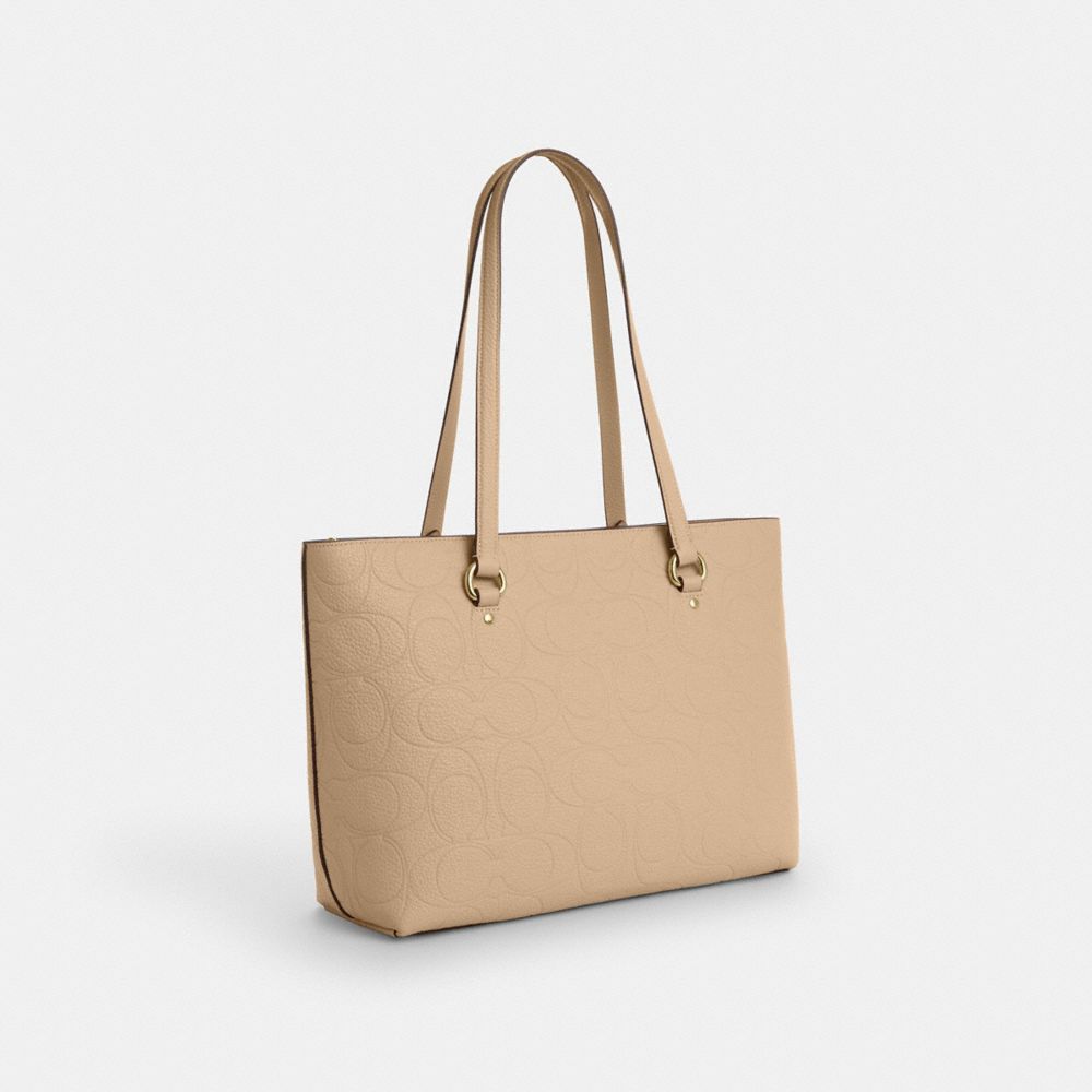 Coach Station Tote Bag In Signature Leather Gold Oat