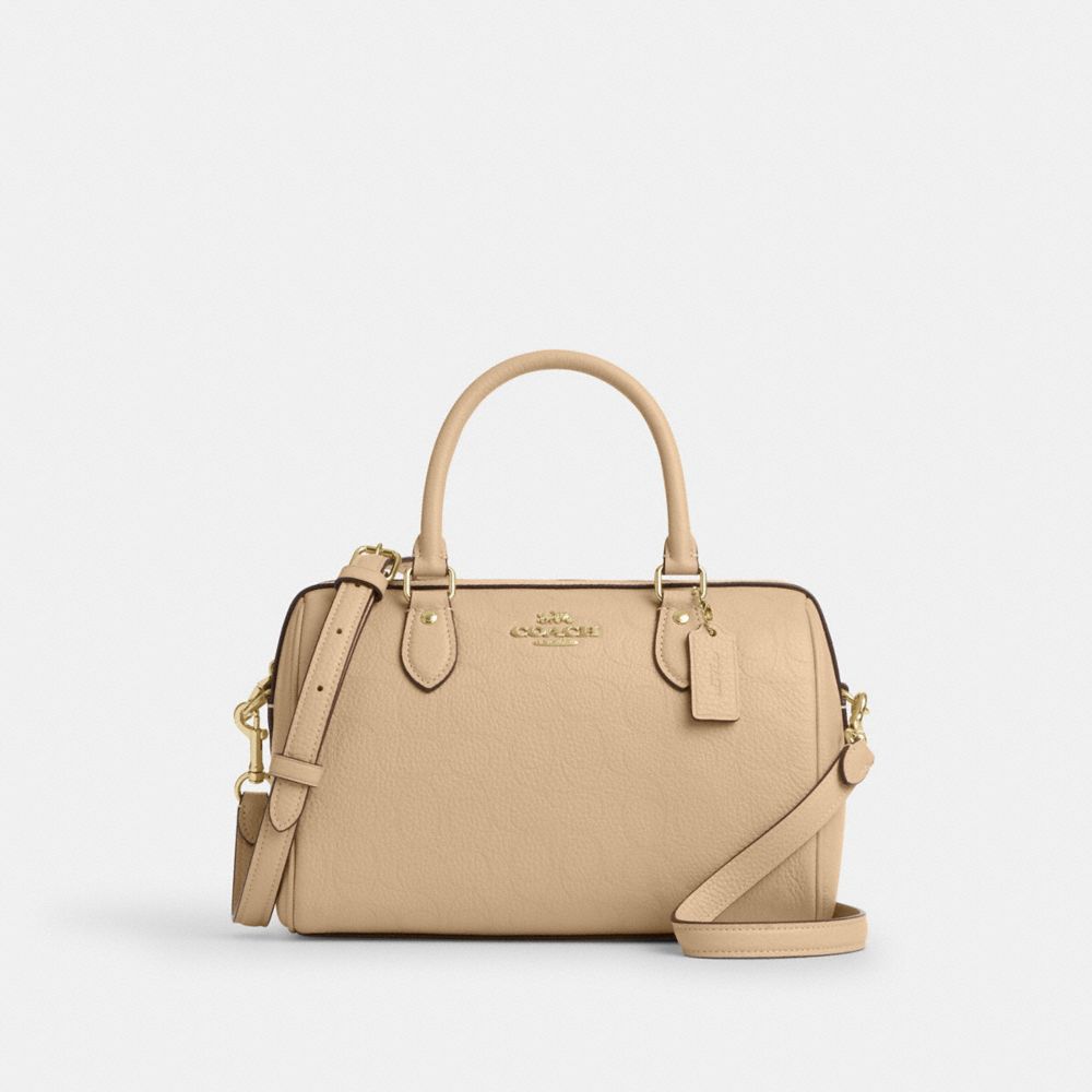 Coach Rowan Satchel Bag In Signature Leather Gold