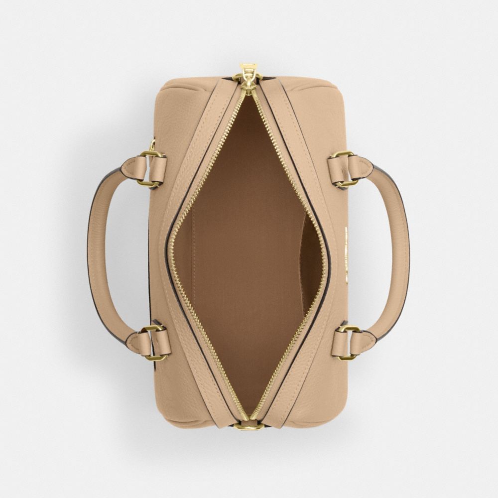 Coach Rowan Satchel Bag In Signature Leather Gold Oat