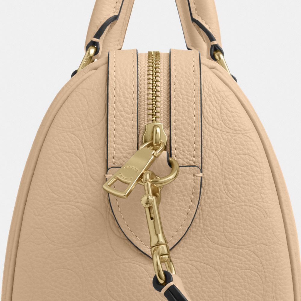 Coach Rowan Satchel Bag In Signature Leather Gold Oat