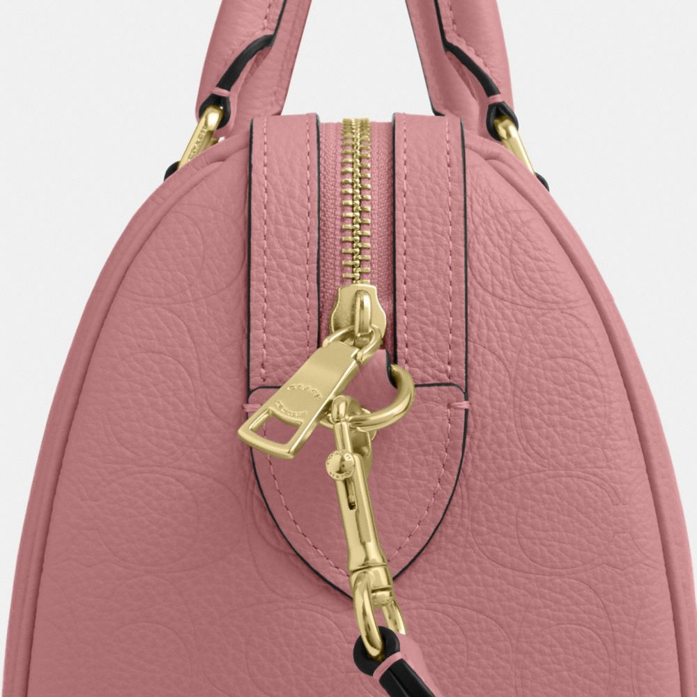 Coach Rowan Satchel Bag In Signature Leather Gold Peony