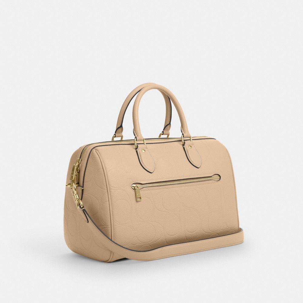Coach Rowan Large Satchel Bag In Signature Leather Gold