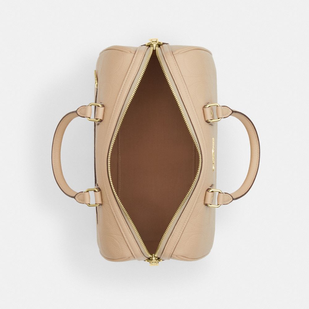 Coach Rowan Large Satchel Bag In Signature Leather Gold