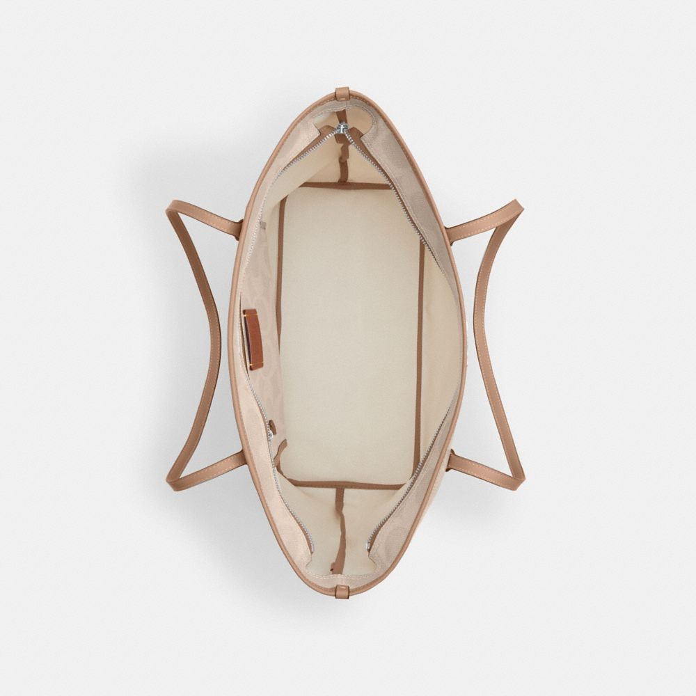 Coach Large City Tote Bag In Maxi Signature Canvas Silver