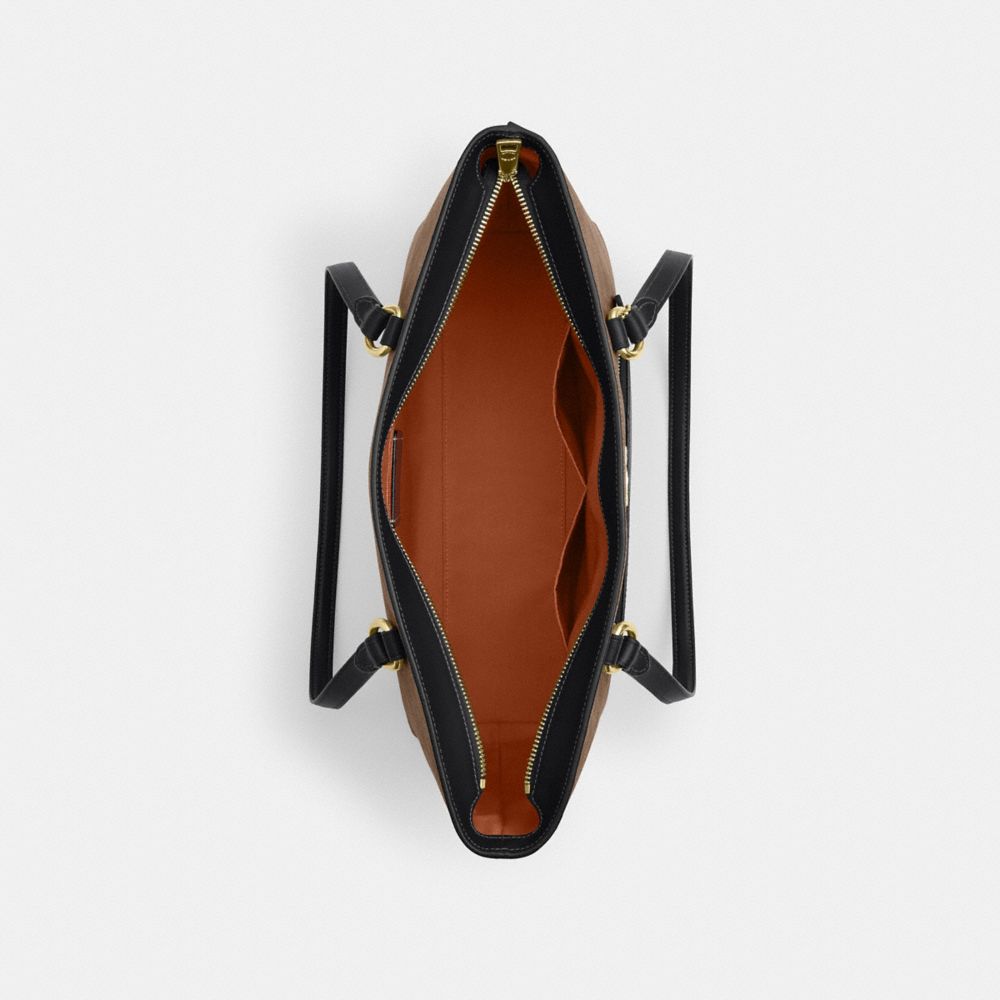 Coach Station Tote Bag In Signature Canvas Gold Tan Black