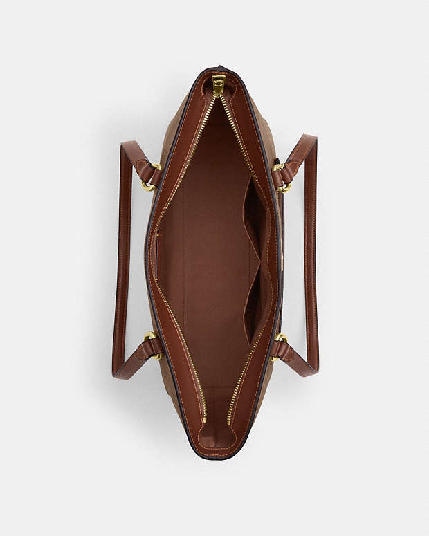 Station Tote Bag In Signature Canvas Signature Canvas-Gold-Tan-Brown Signature Canvas-Gold-Tan-Brown