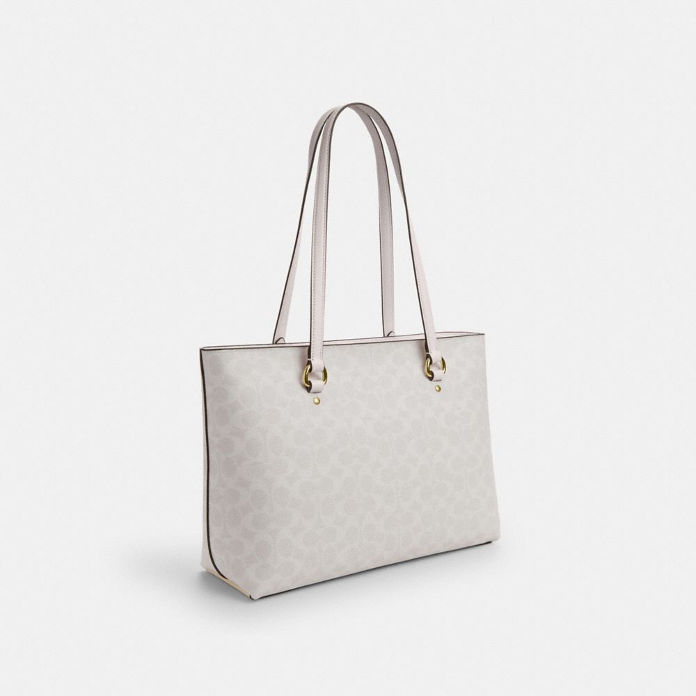 Coach Station Tote Bag In Signature Canvas Gold White Chalk
