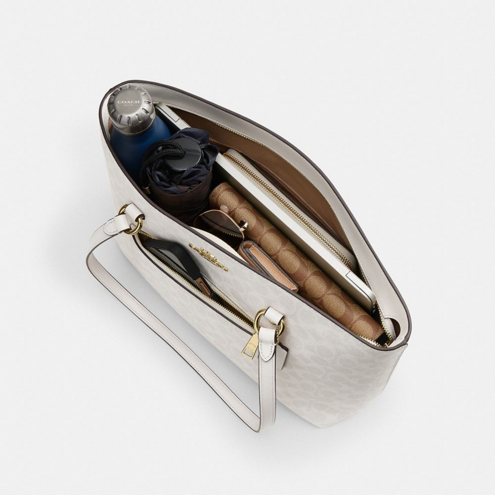 Coach Station Tote Bag In Signature Canvas Gold White Chalk