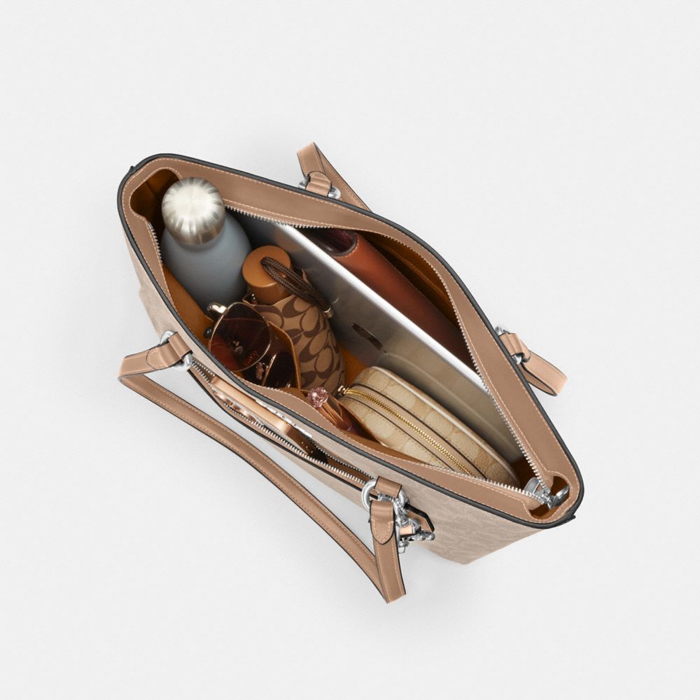 Coach Station Tote Bag In Signature Canvas Silver Sand Taupe