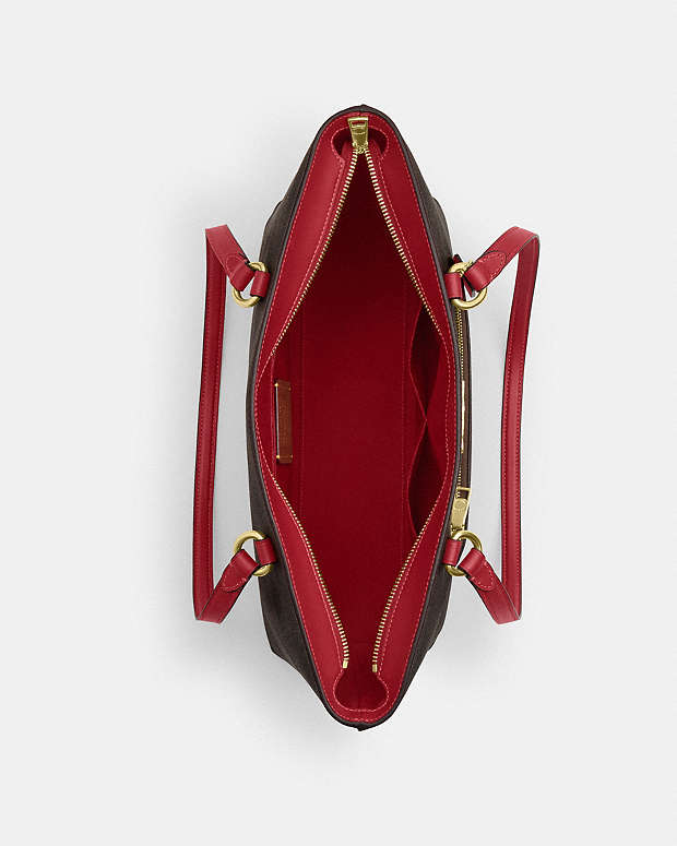 Station Tote Bag In Maxi Signature Canvas Signature Canvas-Im-Walnut-True Red Signature Canvas-Im-Walnut-True Red