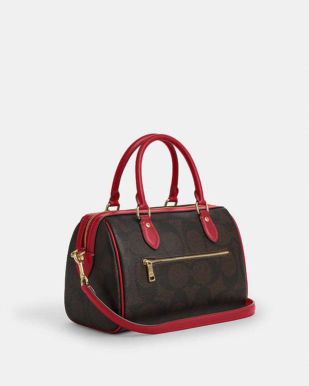 Rowan Satchel Bag In Maxi Signature Canvas Signature Canvas-Im-Walnut-True Red Signature Canvas-Im-Walnut-True Red