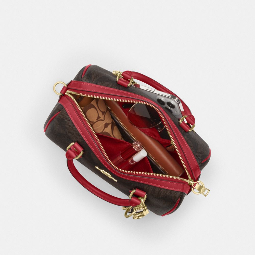 Coach Rowan Satchel Bag In Maxi Signature Canvas Gold