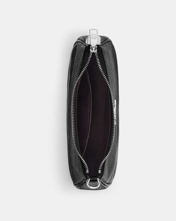 Teri Shoulder Bag With Pouch Crinkle Leather-Silver-Black Crinkle Leather-Silver-Black