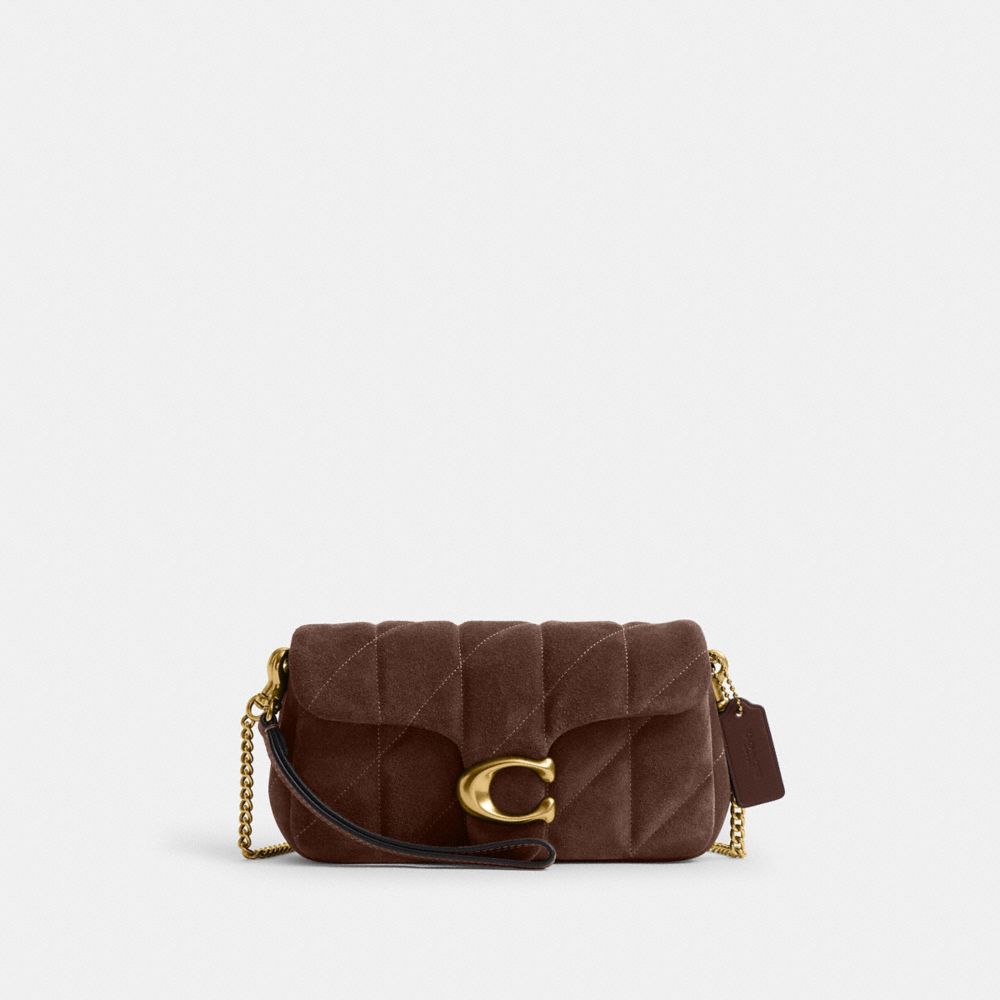 Coach Tabby Chain Crossbody Bag 19 With Quilting Brass/Dark Chocolate