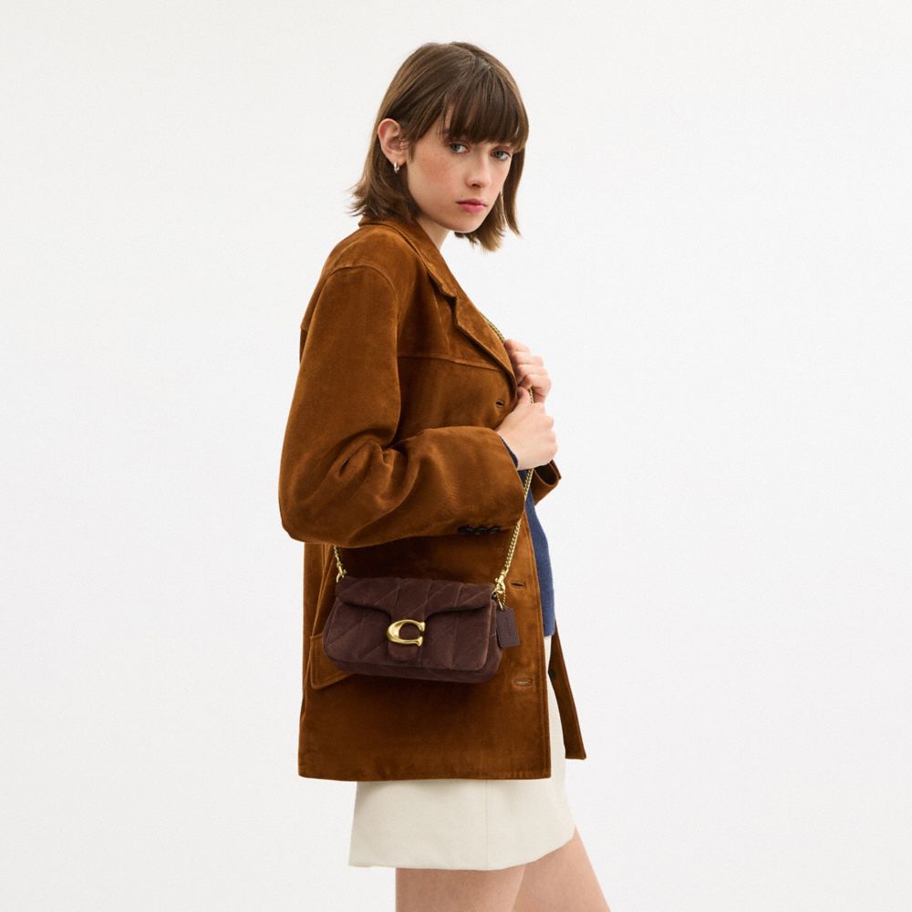 Coach Tabby Chain Crossbody Bag 19 With Quilting Brass/Dark Chocolate