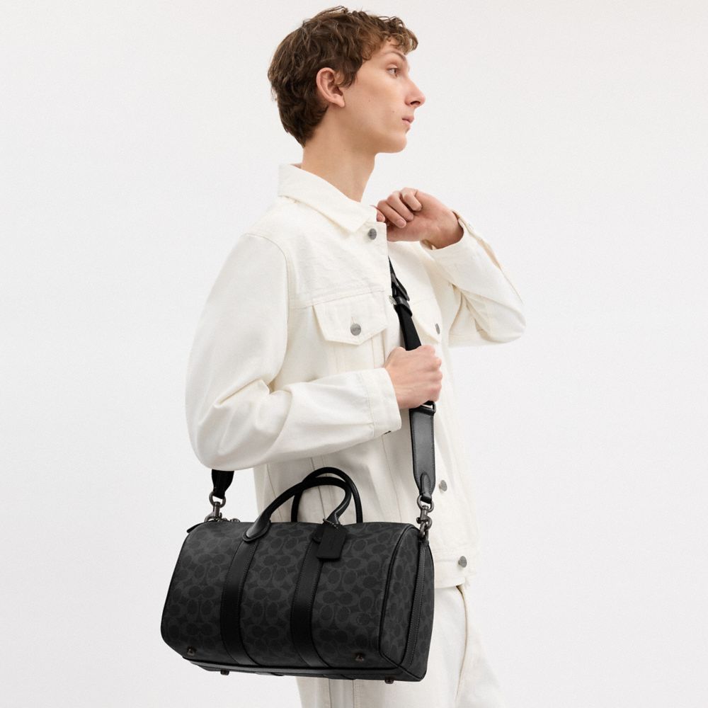 Coach Compass Bag 35 In Signature Canvas Black Signature
