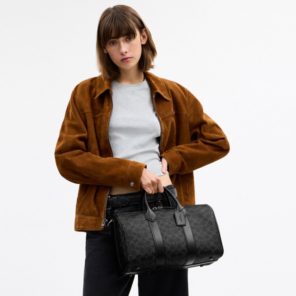 Coach Compass Bag 35 In Signature Canvas Black Signature