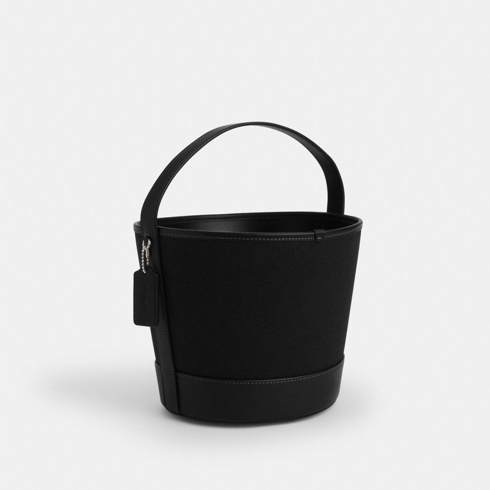 Coach Trick Or Treat Bucket With Halloween Cat In Regenerative Cotton Silver Black