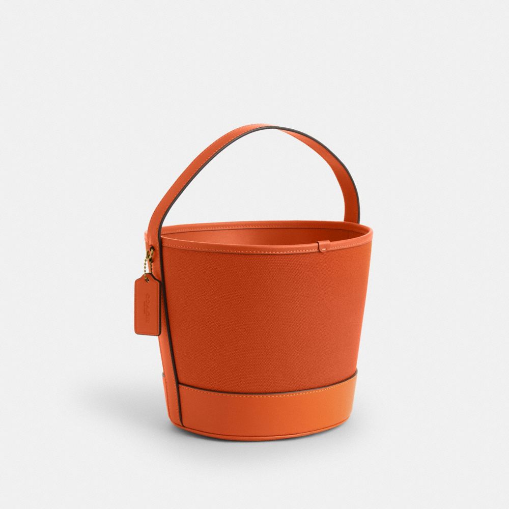 Coach Trick Or Treat Bucket With Halloween Pumpkin In Regenerative Cotton B4 Bright Canyon