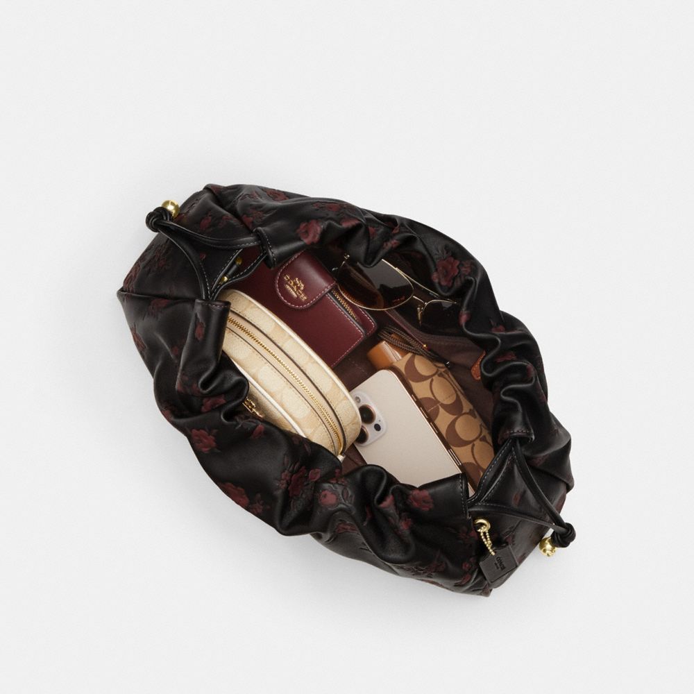 Coach Faye Large Shoulder Bag With Floral Print Im Black Wine Multi