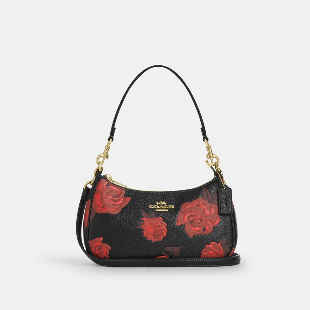 Coach Teri Shoulder Bag With Floral Print Im Black Red