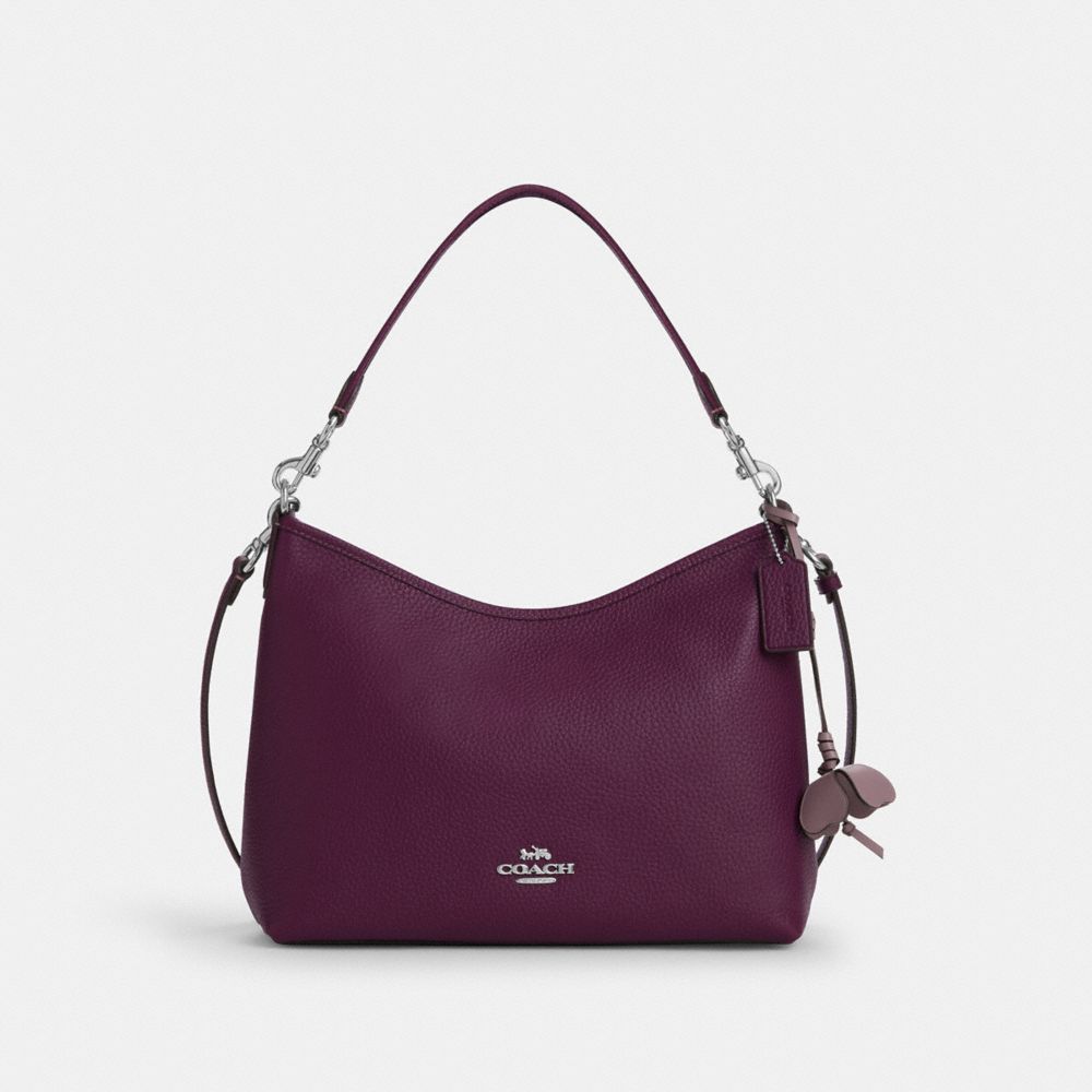 Coach Laurel Shoulder Bag With Flower Charm Sv Plum Jasmine