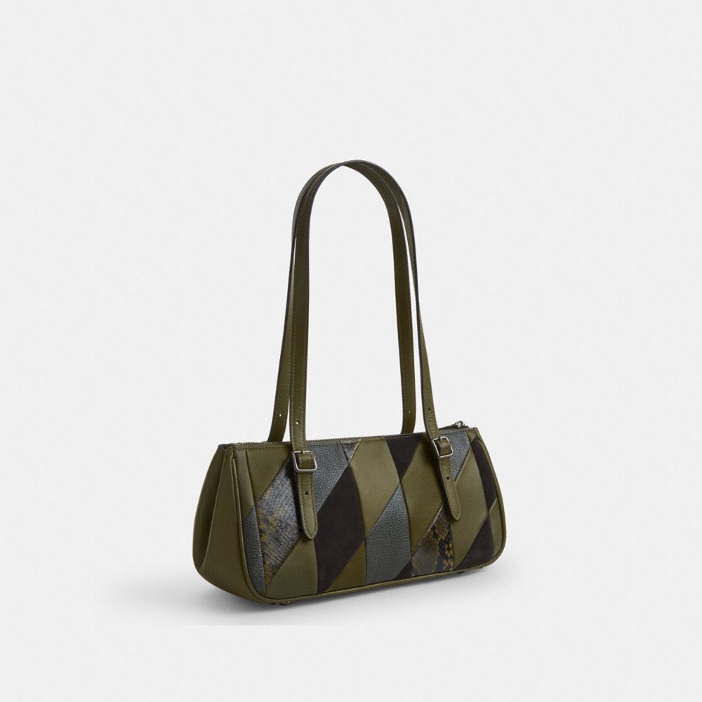 Coach Asher Shoulder Bag With Patchwork Gunmetal Olive Multi