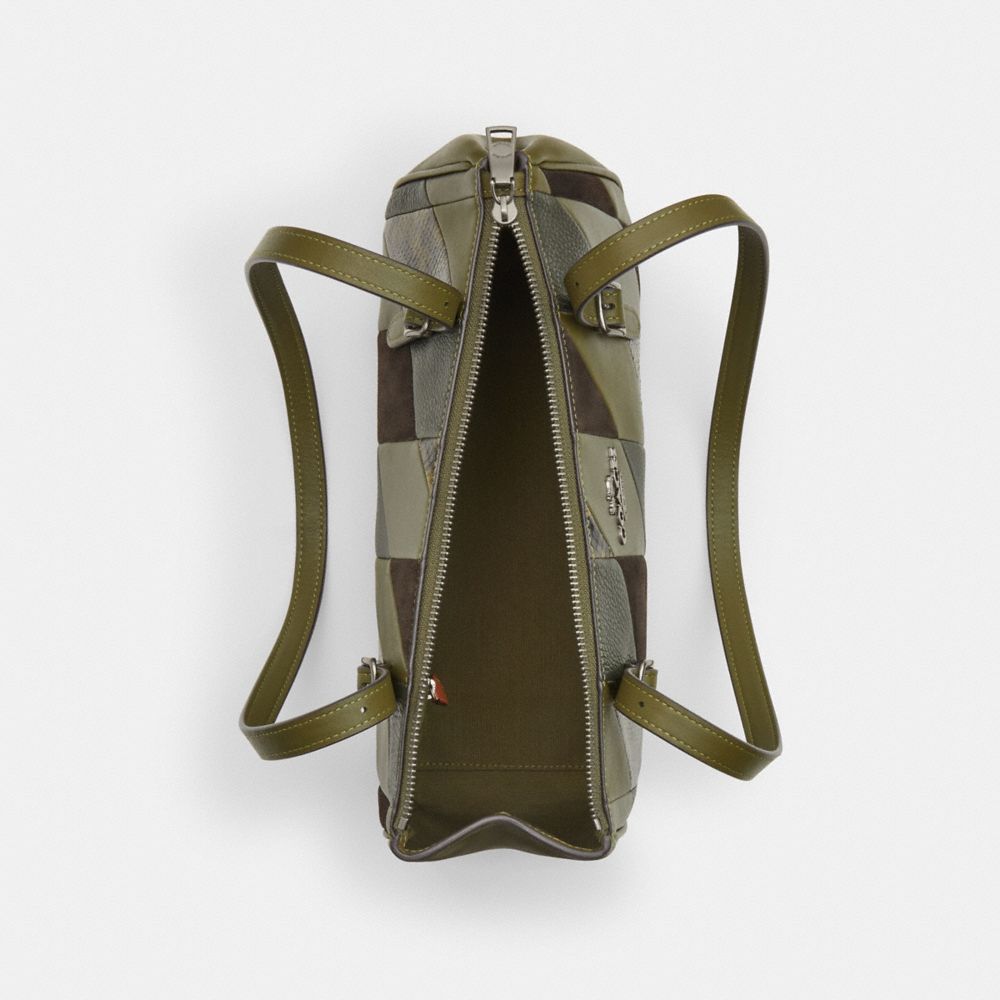 Coach Asher Shoulder Bag With Patchwork Gunmetal Olive Multi