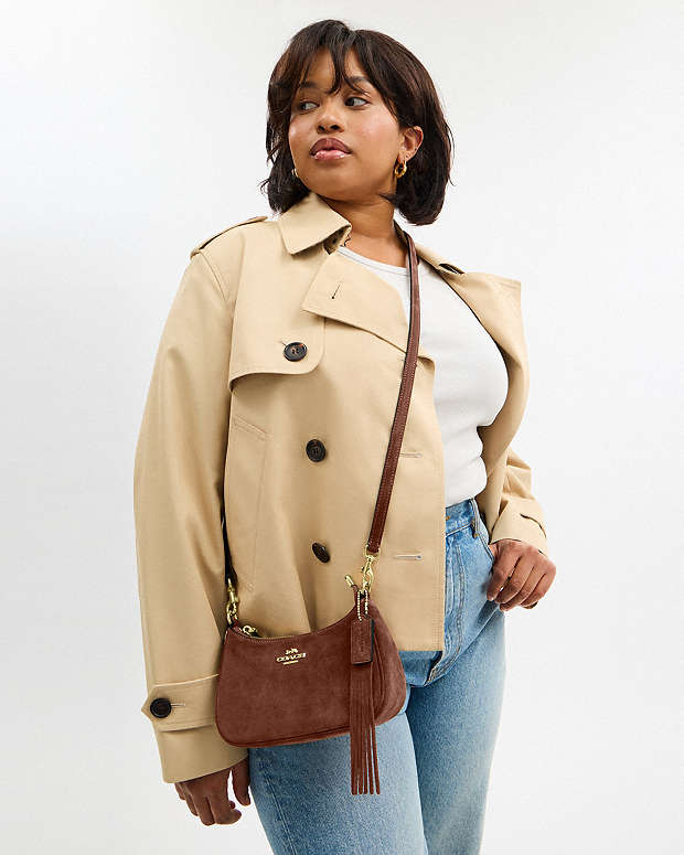 Coach Teri Mini Crossbody Bag Suede-Im-Vintage Brown Suede-Im-Vintage Brown